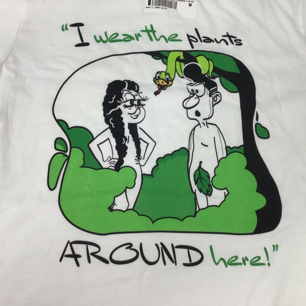T Shirt Bible Humor Garden Eden Adam Eve Snake Size L